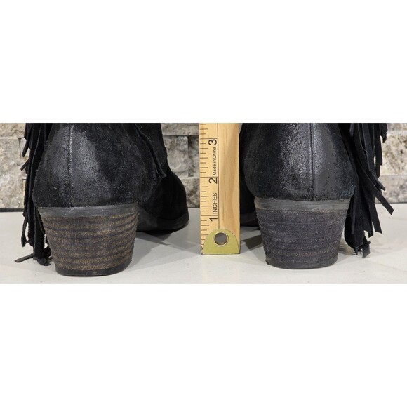Naughty Monkey Suede Boots Over the Knee Fringe Black Boho Biker Western 8.5 - Picture 16 of 16